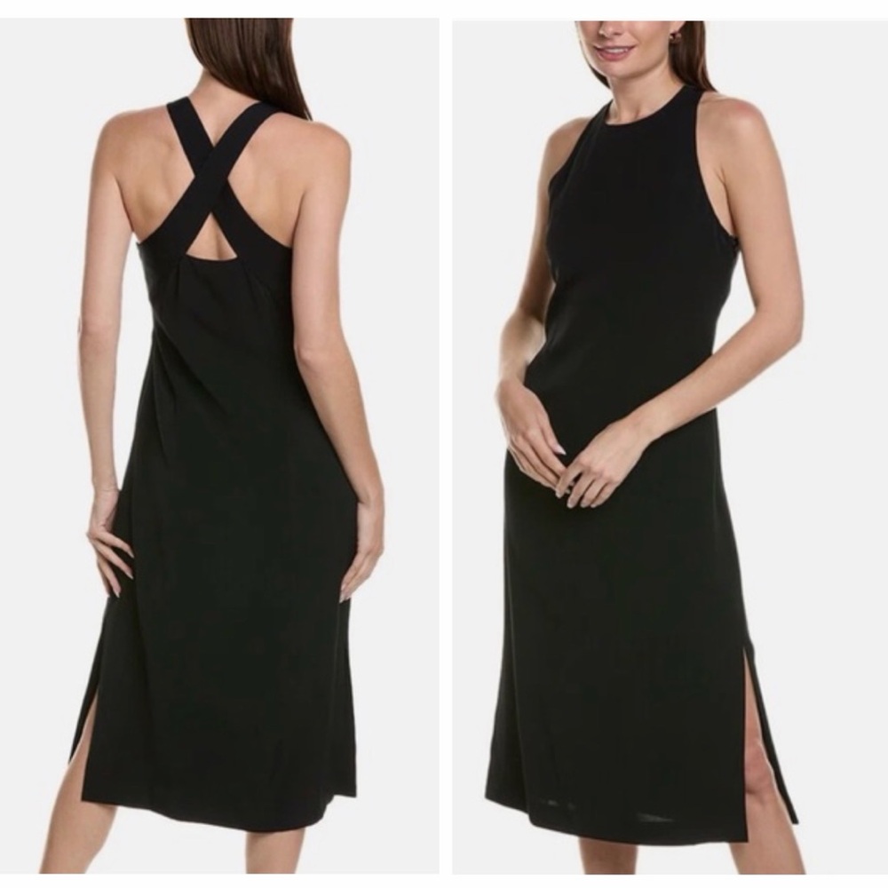 Theory Black Cross-Back Midi Dress